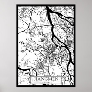 Póster Mapa de la ciudad de Jiangmen China