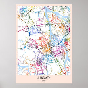 Póster Mapa de la ciudad de Jiangmen en China