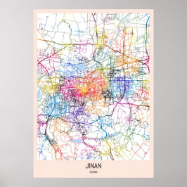 Póster Mapa de la ciudad de Jinan China