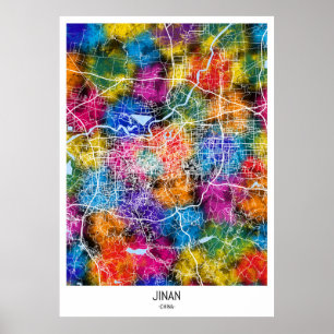 Póster Mapa de la ciudad de Jinan China