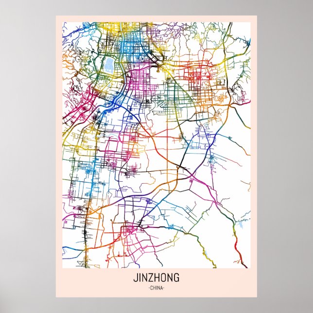Póster Mapa de la ciudad de Jinzhong China (Frente)