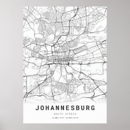 Póster Mapa de la ciudad de Johannesburgo
