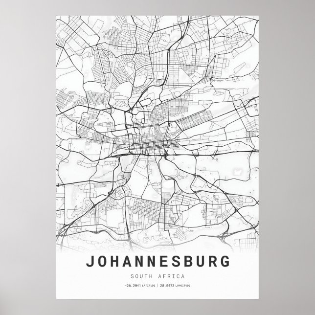 Póster Mapa de la ciudad de Johannesburgo (Frente)