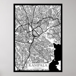 Póster Mapa de la ciudad de Kampala Uganda