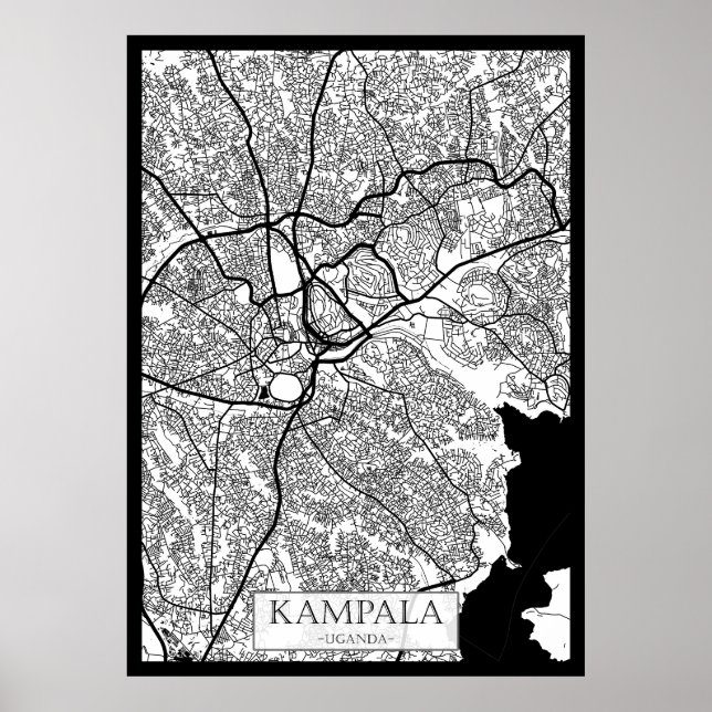 Póster Mapa de la ciudad de Kampala Uganda (Frente)