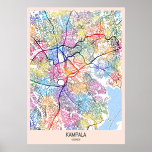 Póster Mapa de la ciudad de Kampala Uganda