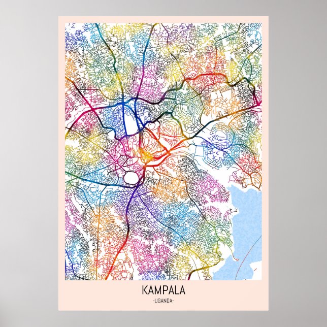 Póster Mapa de la ciudad de Kampala Uganda (Frente)