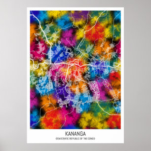 Póster Mapa de la ciudad de Kananga, República Democrátic