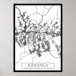 Póster Mapa de la ciudad de Kananga República Democrática