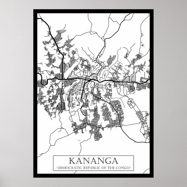 Póster Mapa de la ciudad de Kananga República Democrática (Frente)