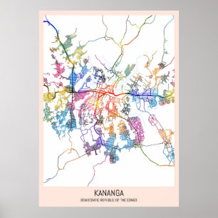 Póster Mapa de la ciudad de Kananga República Democrática