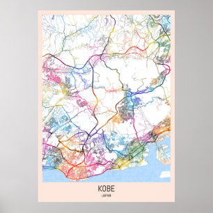 Póster Mapa de la ciudad de Kobe