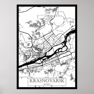 Póster Mapa de la ciudad de Krasnoyarsk Rusia
