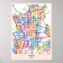 Póster Mapa de la ciudad de Kyoto en Japón