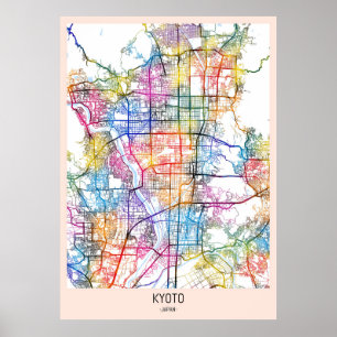 Póster Mapa de la ciudad de Kyoto en Japón