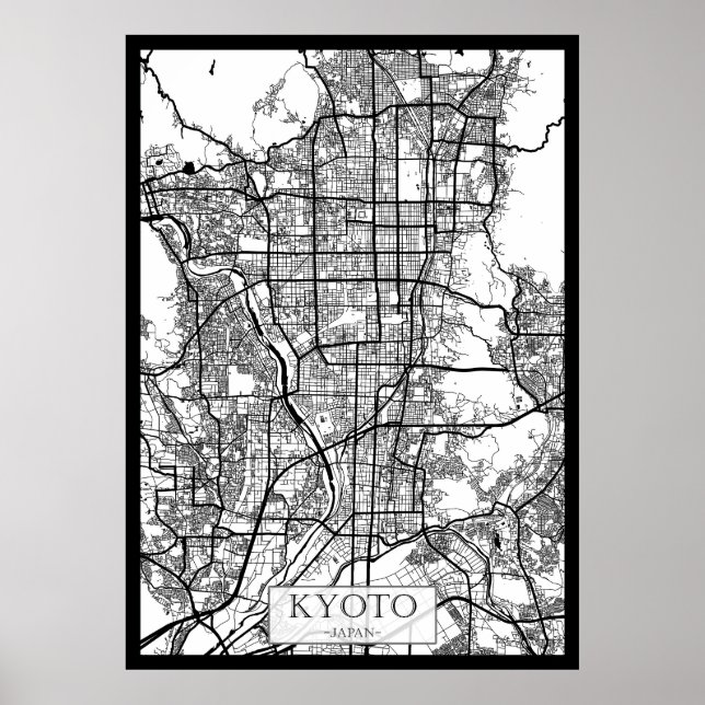 Póster Mapa de la ciudad de Kyoto Japón (Frente)