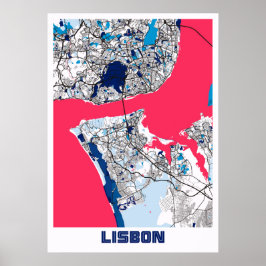 Póster Mapa de la ciudad de la leche y el té en Lisboa - 