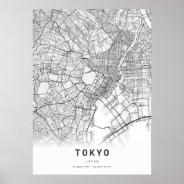 Póster Mapa de la ciudad de las caricaturas de Tokio