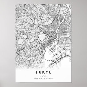 Póster Mapa de la ciudad de las caricaturas de Tokio