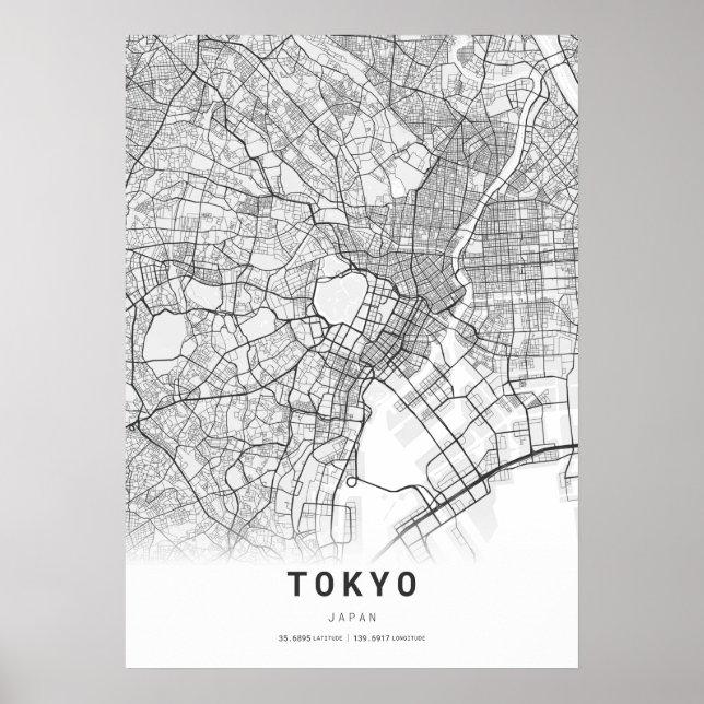 Póster Mapa de la ciudad de las caricaturas de Tokio (Frente)