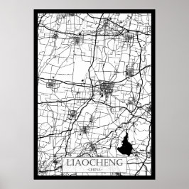 Póster Mapa de la ciudad de Liaocheng China