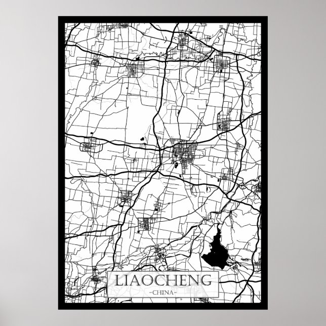 Póster Mapa de la ciudad de Liaocheng China (Frente)