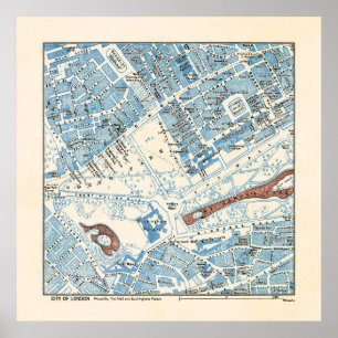 Póster Mapa de la ciudad de Londres - Piccadilly, Palacio