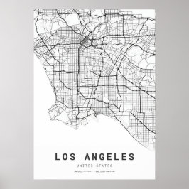 Póster Mapa de la ciudad de Los Ángeles