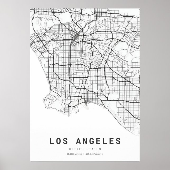 Póster Mapa de la ciudad de Los Ángeles (Frente)