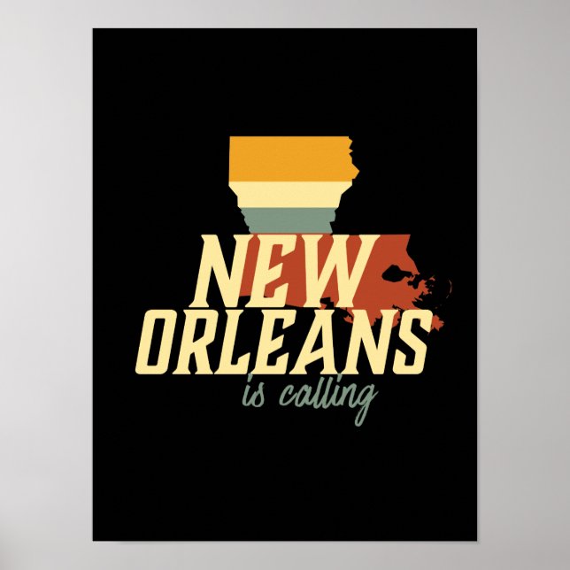 Póster Mapa de la ciudad de Louisiana USA de Nueva Orlean (Frente)