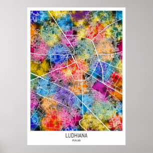 Póster Mapa de la ciudad de Ludhiana en India