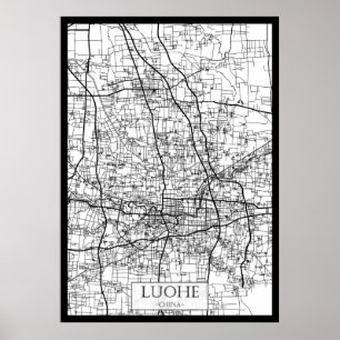 Póster Mapa de la ciudad de Luohe China