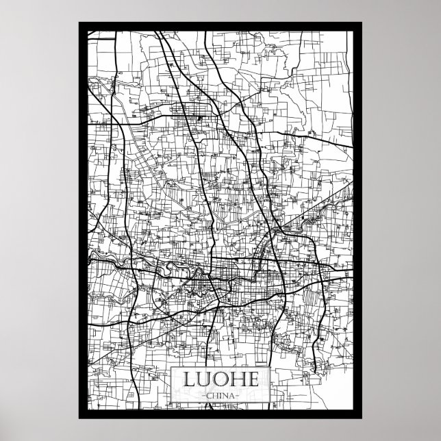 Póster Mapa de la ciudad de Luohe China (Frente)