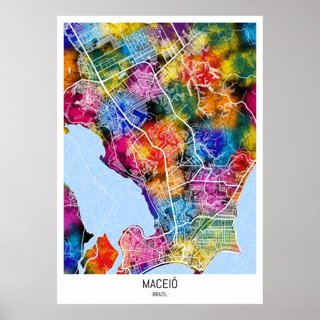Póster Mapa de la ciudad de Maceió (Frente)