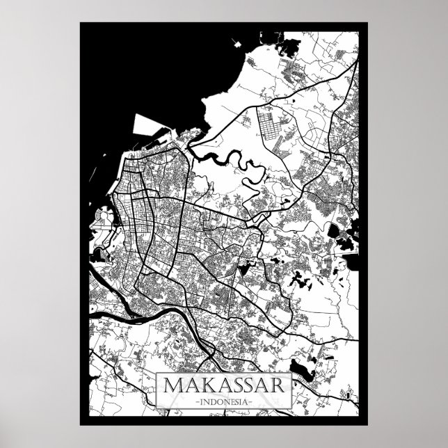 Póster Mapa de la ciudad de Makassar Indonesia (Frente)