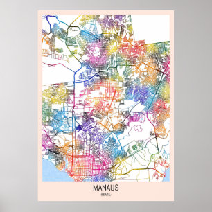 Póster Mapa de la ciudad de Manaus