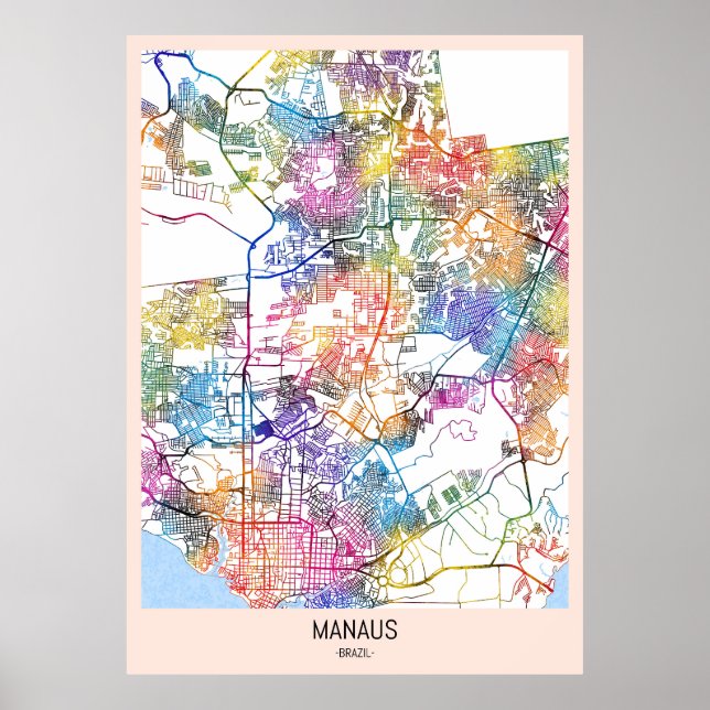 Póster Mapa de la ciudad de Manaus (Frente)