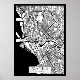 Póster Mapa de la ciudad de Manila Filipinas