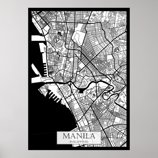 Póster Mapa de la ciudad de Manila Filipinas (Frente)