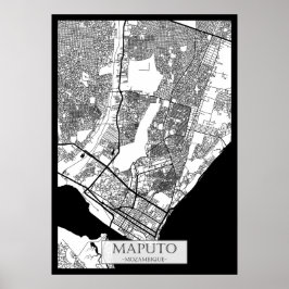 Póster Mapa de la ciudad de Maputo Mozambique
