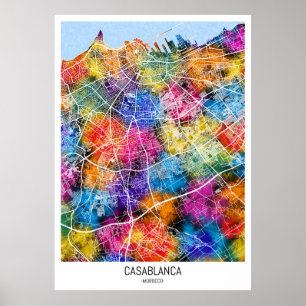 Póster Mapa de la ciudad de Marruecos en Casablanca