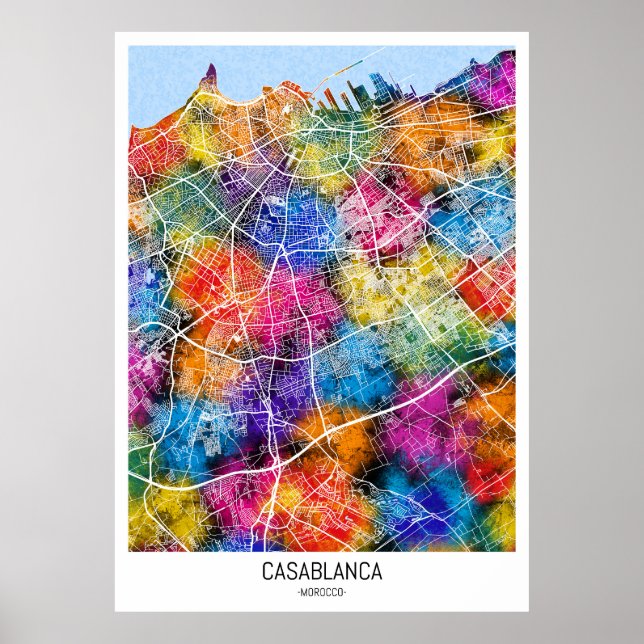 Póster Mapa de la ciudad de Marruecos en Casablanca (Frente)