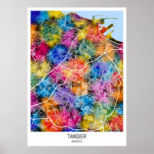 Póster Mapa de la ciudad de Marruecos en Tánger
