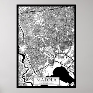 Póster Mapa de la ciudad de Matola Mozambique