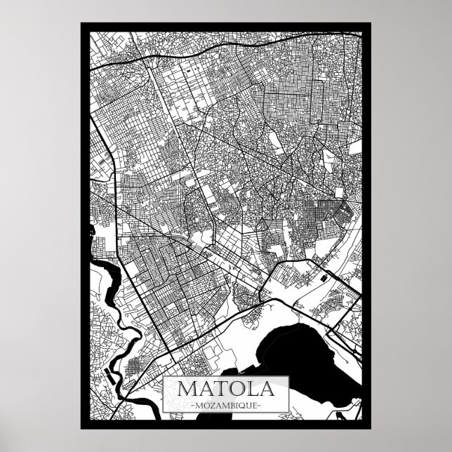 Póster Mapa de la ciudad de Matola Mozambique (Frente)