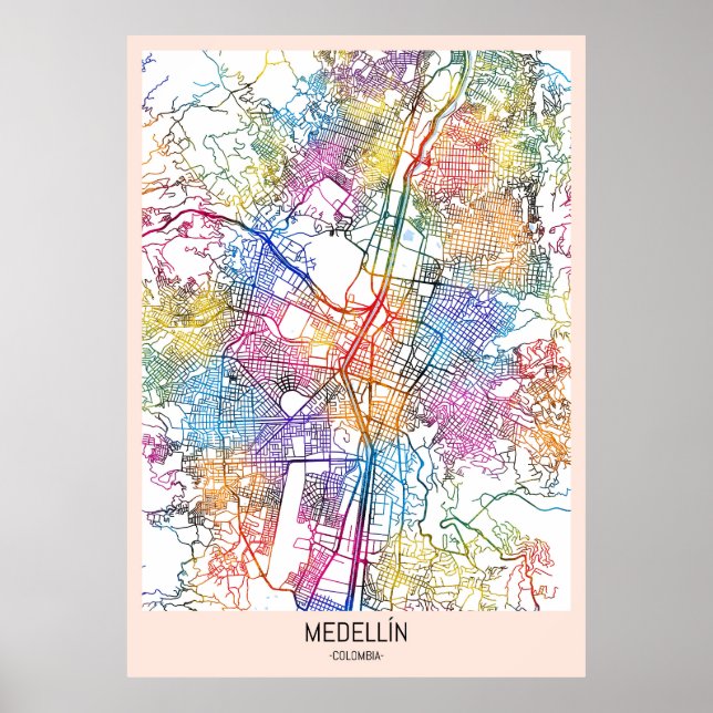 Póster Mapa de la ciudad de Medellín (Frente)