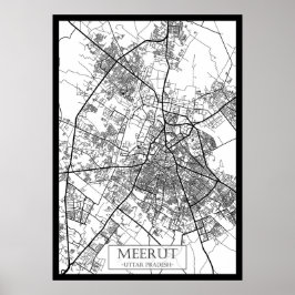 Póster Mapa de la ciudad de Meerut Uttar Pradesh