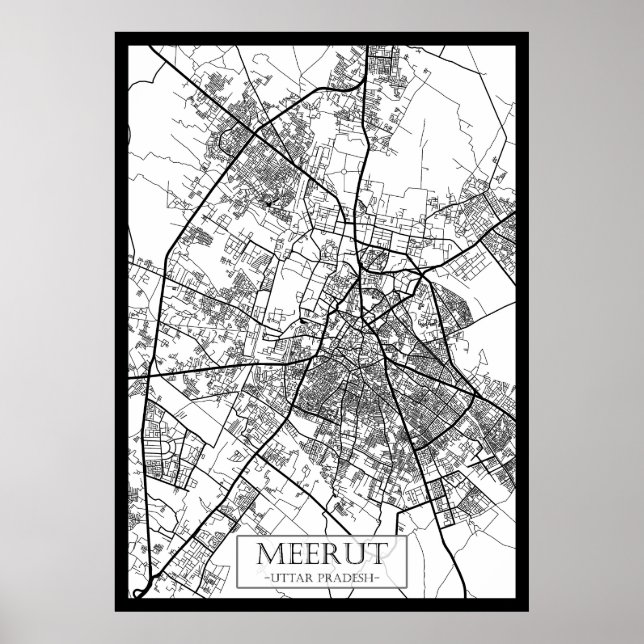 Póster Mapa de la ciudad de Meerut Uttar Pradesh (Frente)