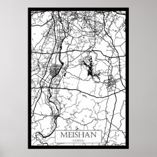 Póster Mapa de la ciudad de Meishan China