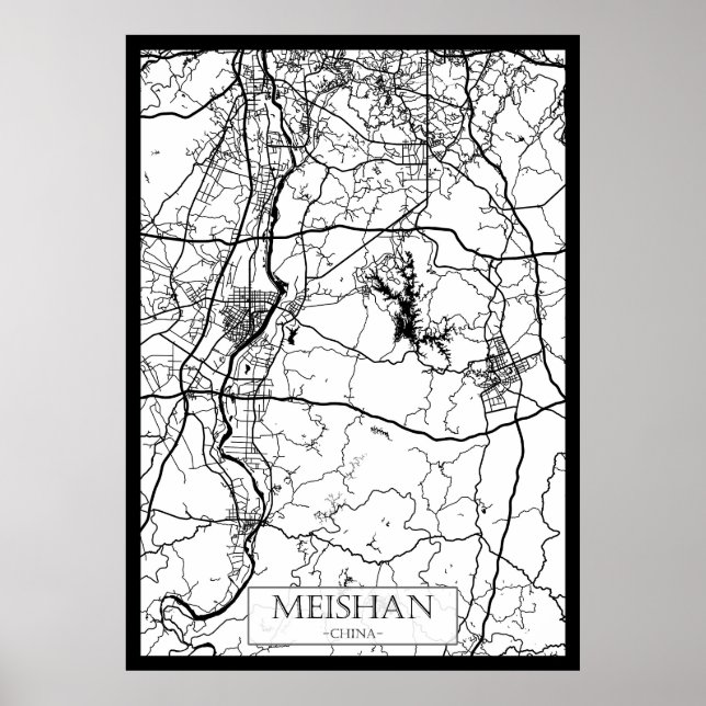 Póster Mapa de la ciudad de Meishan China (Frente)